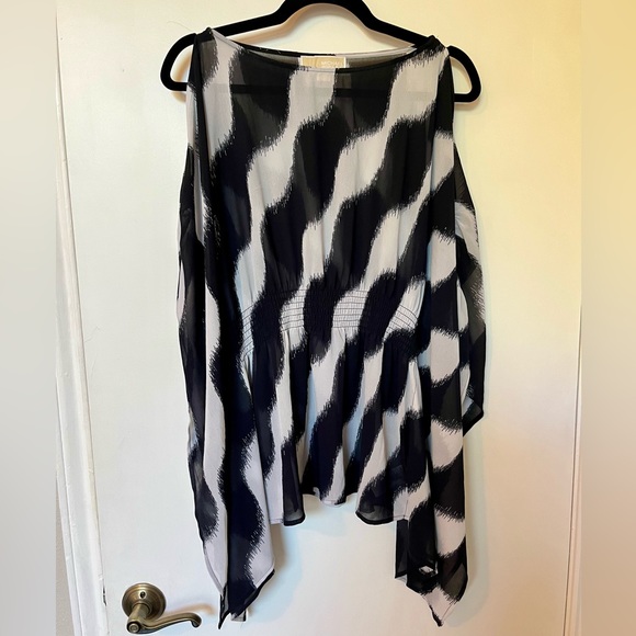 Michael Kors Striped Swim/Beach Coverup Kaftan Top - Size S/M - Picture 3 of 10